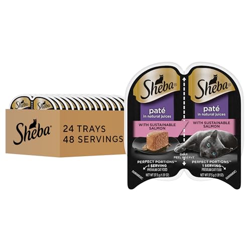 Sheba PERFECT PORTIONS Salmon EntrÃ©e Wet Cat Food Trays 2.6 Ounces (24 Twin Packs)