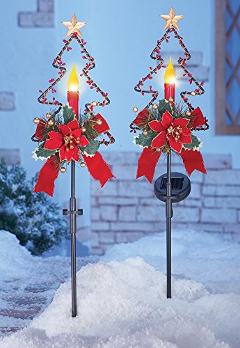Book Cover Collections Etc Solar Christmas Candle Garden Stakes - Set of 2