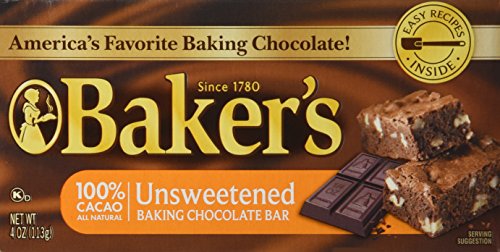 Baker's Unsweetened Baking Chocolate Bar, 4 Oz (Pack Of 4)