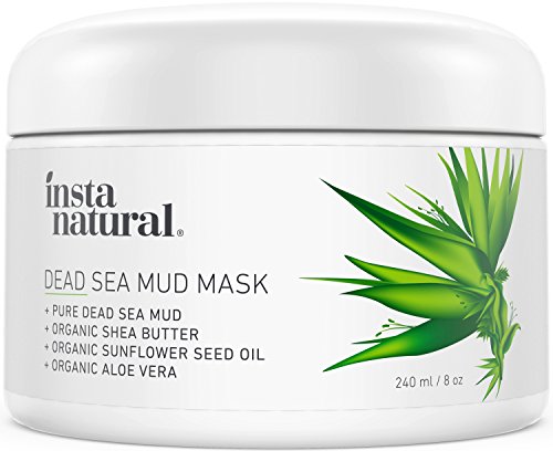 Book Cover InstaNatural Dead Sea Mud Mask - Reduce Facial Pores - Organic for Oily Skin, Blemishes & Complexion - Mineral Infused Fine Line Reducing Product with Shea Butter & Aloe Vera - 8 oz