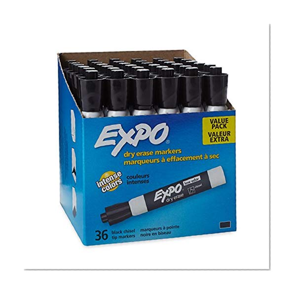 Book Cover Expo 1920940 Low Odor Dry Erase Markers, Chisel Tip, 36 Count, Black