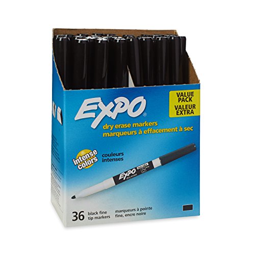 Book Cover EXPO Low Odor Dry Erase Markers, Fine Tip, Black, 36 Count