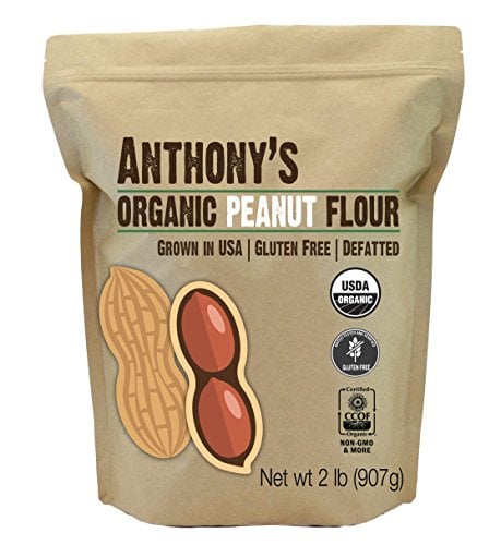 Book Cover Anthony's Organic Peanut Flour, Defatted, 2lbs, Light Roast 12% Fat, Verified Gluten Free