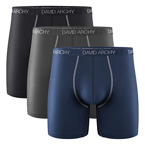 David Archy 3 Pack Men's Ultra Soft Mesh Quick Dry Sports Underwear Breathable Boxer Briefs