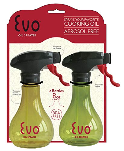 Book Cover Evo Oil Sprayer 8111 Evo Sprayer Bottle, Non-Aerosol for Olive Cooking Oils, 8-Ounce Capacity, Set of 2, Plastic, Clear