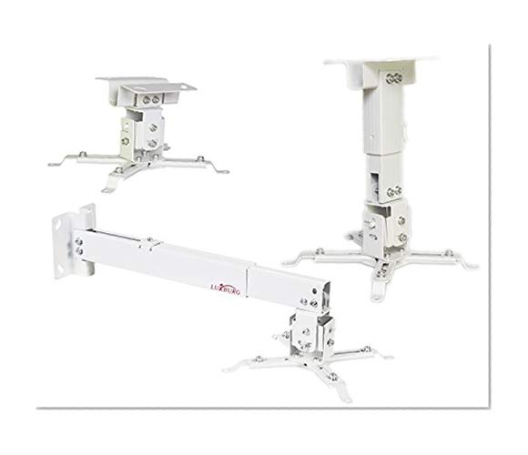 Luxburg® kit de Support Plafond Universel en Aluminium pour Projecteur 43-65cm - soutient 15kg 30 degrés Blanc