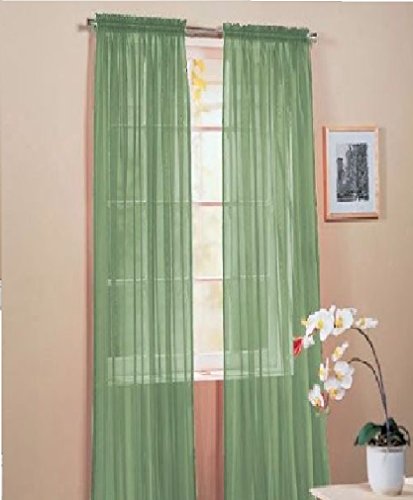 WPM WORLD PRODUCTS MART Drape/Panels/Treatment Beautiful Sheer Voile Window Elegance Curtains for Bedroom & Kitchen, 57" inch x 84" inch, Set of 2 (Sage)