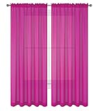 WPM 2 Piece Beautiful Sheer Window Elegance Curtains/Drape/Panels/Treatment 60" w X 84" l (Hot Pink)