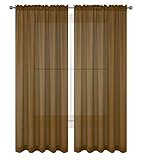 WPM 2 Piece Beautiful Sheer Window Elegance Curtains/drape/panels/treatment 60"w X 84"l (Coffee Brown)