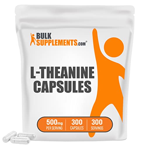 BulkSupplements.com L-Theanine Capsules - 500mg - Focus Aid - L Theanine Caffeine - Amino Acid Nutritional Supplements (300 Gelatin Capsules)