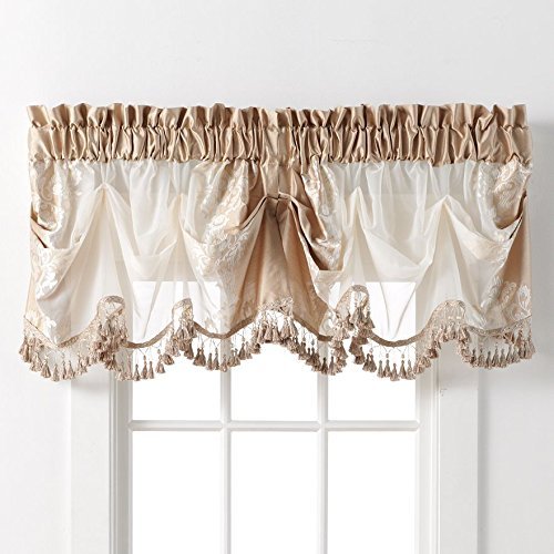 GoodGram Danbury Embroidered Window Treatments Assorted Colors and Sizes (Burgundy, Single Valance)