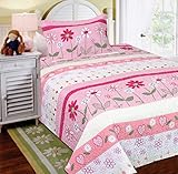 Mk Collection Bedspread Teens/Girls Pink Floral New (Twin/Twin Extra Long)
