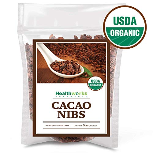 Healthworks Cacao/Cocoa Nibs Raw Organic (80 Ounces / 5 Pound) | Unsweetened Chocolate Substitute | Certified Organic | Keto, Vegan & Non-GMO | Antioxidant Superfood | Peruvian Bean/Nut Origin