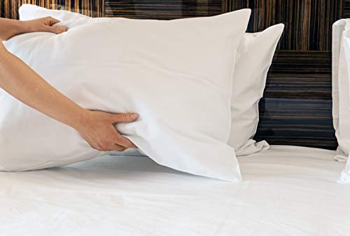 Atlas 6-Piece Economy Polycotton Bulk Standard Size A Grade Pillowcases, 130TC, 20"x30" White, Used in Clinics, Motels, Camps, Parties and Even Chair Covers