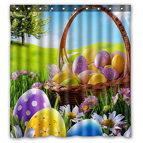 Standard-Store Custom Fashionable Design Happy Easter 2 Waterproof Fabric Polyester Shower Curtain 66" x 72"