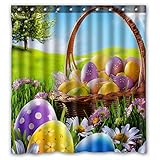 KXMDXA Happy Easter Waterproof Polyester Shower Curtain 66x72 Inch Bathroom Decor