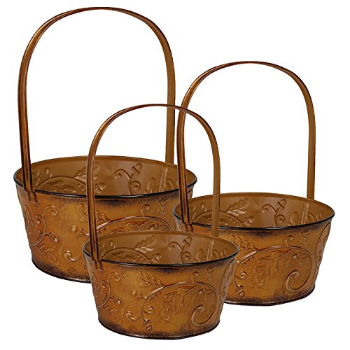 Book Cover Essential Décor Entrada Collection 3-Piece Metal Planter, 12.3 by 10 by 10-Inch