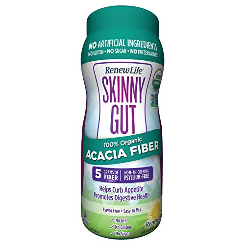 Book Cover Renew Life Skinny Gut Adult Fiber Supplement - 100% Organic Fruit & Acacia, Dietary Fiber - Unflavored, 11.9 Ounces