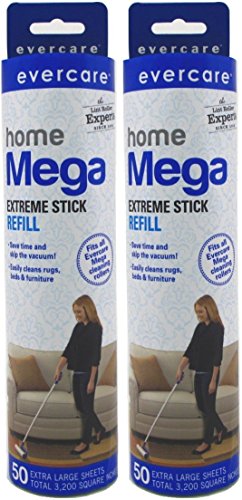 Evercare Mega Cleaning Roller Refill 50 Sheets 10Inches Wide (2 Pack)