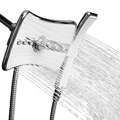 AKDYÃ‚Â® 9 Rectangular Quad Function Rainfall Jet Shower Head & Wand Combo In Chrome by AKDY