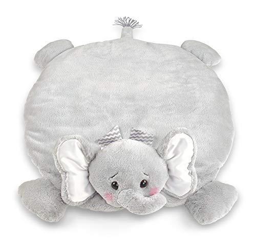 Book Cover Bearington Baby Lil' Spout Belly Blanket, Gray Elephant Plush Stuffed Animal Tummy Time Play Mat