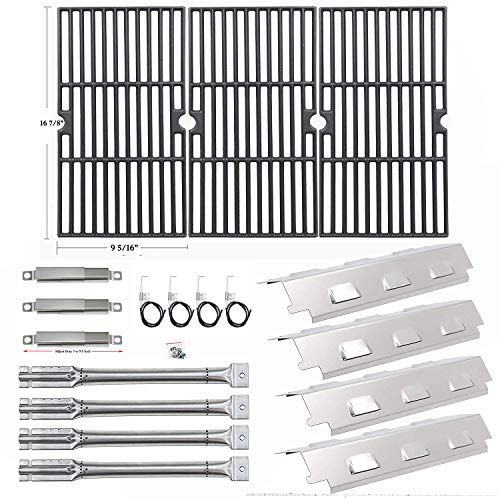 Hisencn Repair kit Replacement for Charbroil 463420507, 463420509, 463460708, 463460710 Gas Grill Models, Grill Burner, Adjustable Carryover Tubes, Heat Plates Shield Tent, Cast Iron Grill Grates