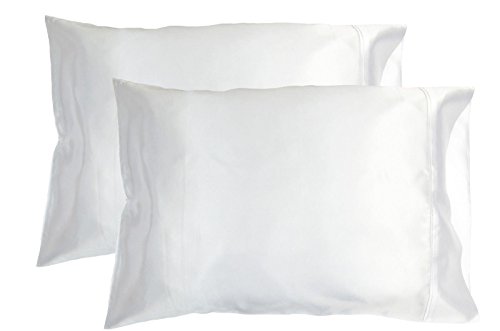 Book Cover 2pc New Queen/Standard Silk~y Satin Pillow Case Multiple Colors (White) by LJL Design