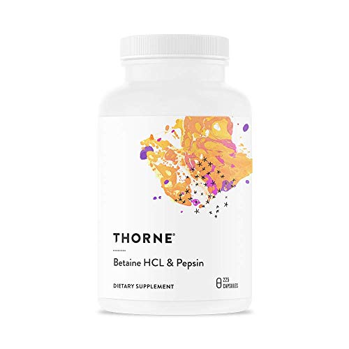 Thorne Research - Betaine HCL & Pepsin - Digestive Enzymes for Protein Breakdown and Absorption - 225 Capsules