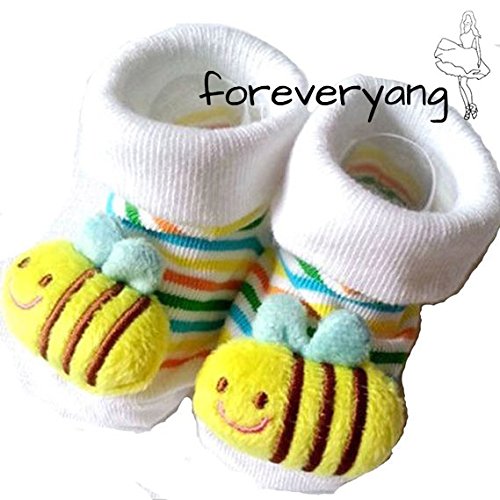 Foreveryang Unisex Baby Cute 3D Cartoon Short Sock Slipper Shoe Bootie Bee