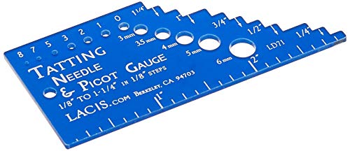 Lacis Tatting Needle & Picot Gauge, Blue