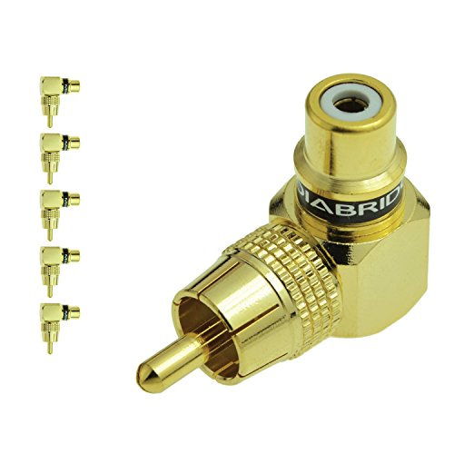 Mediabridge™ RCA Right Angle Adapter - 90° Female to Male Gold-Plated Connector - 5 Pack - (Part# CONN-RCA-RA-5PK)