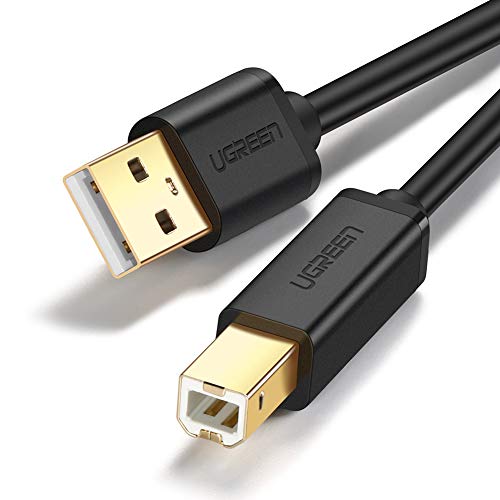 UGREEN USB Printer Cable USB 2.0 Type A Male to Type B Male Printer Scanner Cable Cord High Speed for Brother, HP, Canon, Lexmark, Epson, Dell, Xerox, Samsung etc and Piano, DAC (10 Feet)