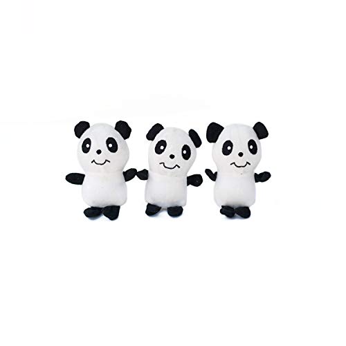 ZippyPaws - Zoo Friends Burrow, Interactive Squeaky Hide and Seek Plush Dog Toy - Panda Miniz, 3 Pack