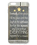 UKASE Hard Back Cases for iPhone 6 Plus (5.5 inch) with Beautiful Life Quotes - Balck Board With Yellow Stars- Eventually All The Pieces Fall Into Place Until Thenm Laugh At The Confusion, Live For The Moment, And Know That Everything Happens For A Reason