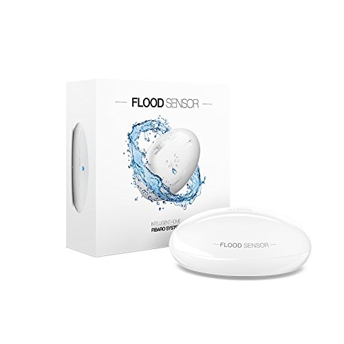 Fibaro FGFS-101 ZW3 Flood Sensor Z-Wave 2016 Model, Doesn't Work with HomeKit, 3.80" x 3.70" x 1.40", White