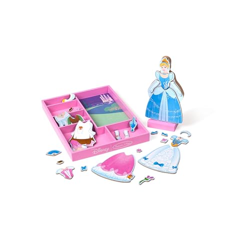 Melissa & Doug Disney Cinderella Magnetic Dress-Up Wooden Doll Pretend Play Set (Compact Storage Case, 30+ Magnets)