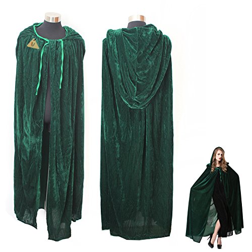 IDS Home Green Witch Cosplay Cloak Masquerade Hooded Cape Halloween Party Dress Costumes