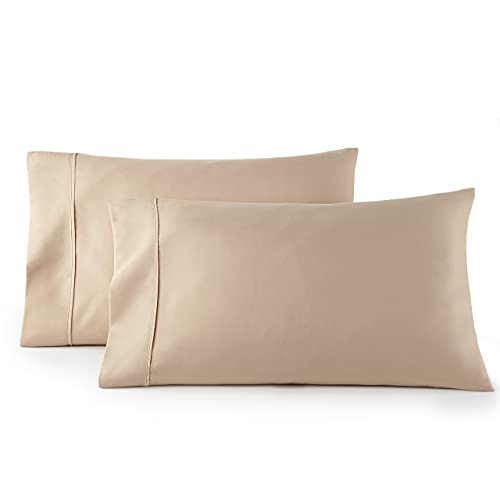 Book Cover HC Collection 1500 Thread Count Egyptian Quality 2pc set of Pillow Cases, Silky Soft & Wrinkle Free-Queen (Standard), Taupe