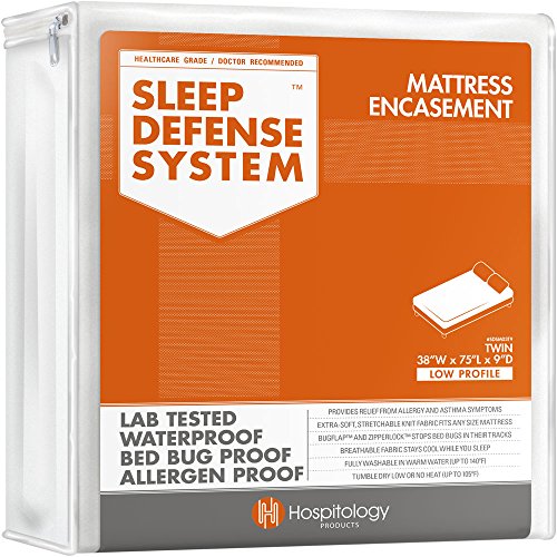 Book Cover HOSPITOLOGY PRODUCTS Sleep Defense System - Zippered Mattress Encasement - Twin - Hypoallergenic - Waterproof - Bed Bug & Dust Mite Proof - Stretchable - Low Profile 9