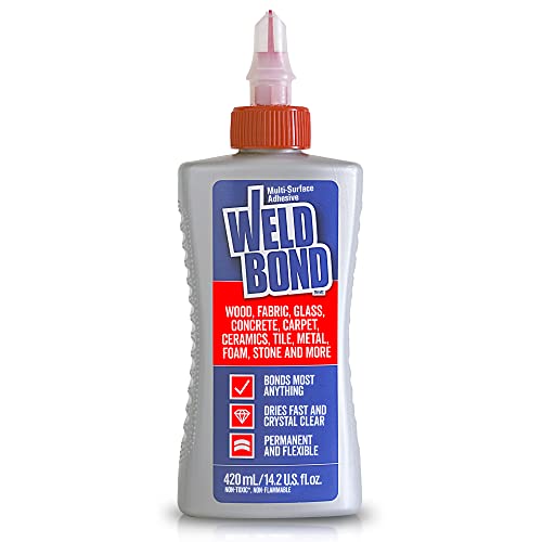 Book Cover Weldbond All Purpose Glue, Bonds Most Anything! Non-Toxic Glue, Use as Wood Glue or on Glass Crafts Ceramic Mosaic Porcelain Tile Stone Fabric Carpet Metal & More. Dries Crystal Clear 5.4 oz / 160 ml