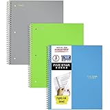 Five Star 73053 Spiral Notebooks, 1 Subject, College Ruled Paper, 100 Sheets, 11" x 8-1/2", Assorted Colour Covers, 3 Pack (73053)