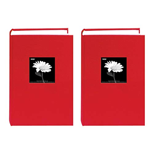 Book Cover Pioneer 300 Pocket Fabric Frame Cover Photo Album (Apple Red) - Two Pack