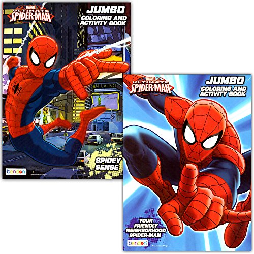 Spider-man Coloring & Activity Book Set (2 Books ~ 96 pgs each) by Marvel Comics