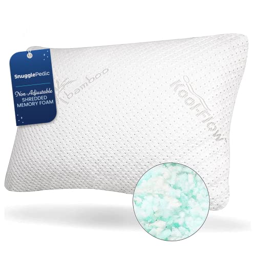 Snuggle-Pedic Shredded Memory Foam Pillow - The Original Cool Pillows for Side, Stomach & Back Sleepers - Sleep Support That Keeps Shape - College Dorm Room Essentials for Girls and Guys - Queen