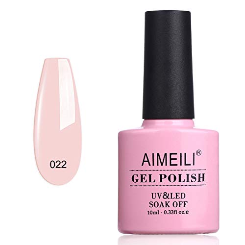 AIMEILI Gel Nail Polish Cruelty Free Vegan Nail Gel Soak Off U V LED Hema Free Nude Nail Art - Rose Nude (022) 10ml