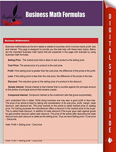 Business Math Formulas (Business Mathematics and Statistics)