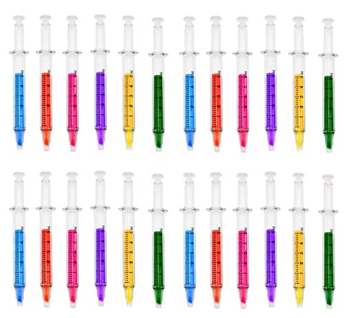 Bestgrew® 24pcs Syringe Highlighters Fluorescent Needle Watercolor Pen with 6 Colors