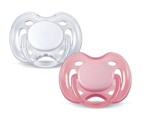 Book Cover Philips AVENT Freeflow Pacifier BPA, Free Pink/White, 0-6 Months (Pack of 2)
