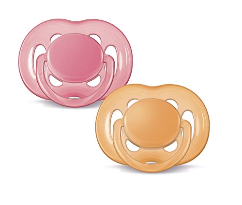 Book Cover Philips AVENT Freeflow Pacifier BPA, Free Pink/Orange, 6-18 Months (Pack of 2)
