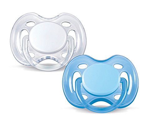 Book Cover Philips AVENT Freeflow Pacifier BPA, Free Blue / White, 0-6 Months (Pack of 2)